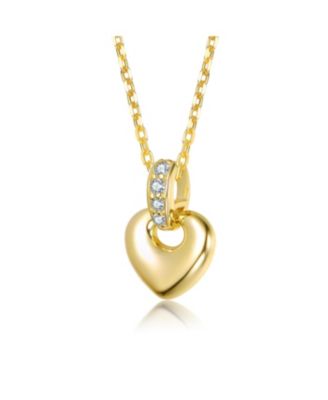 Young Adult's 14K Gold Plated CZ Heart Pendant Necklace