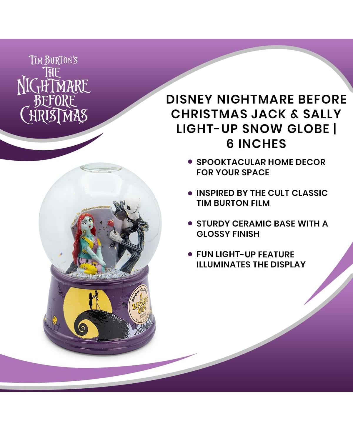 Disney The Nightmare Before Christmas Jack & Sally Light-Up Snow Globe with Swirling Glitter Display | Precious Keepsake, Gifts and Collectibles, Home