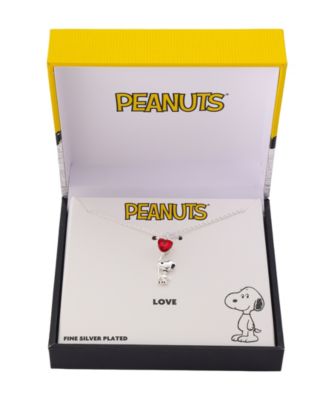 Peanuts Snoopy Crystal Heart Pendant Necklace