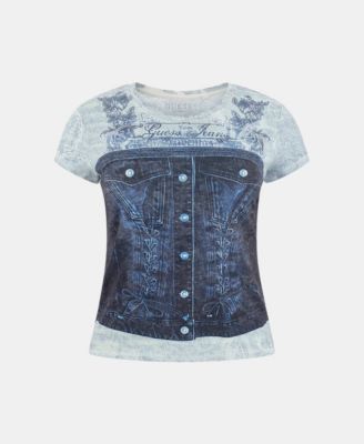 Women's Short-Sleeve Denim Bustier R5 Sub Top