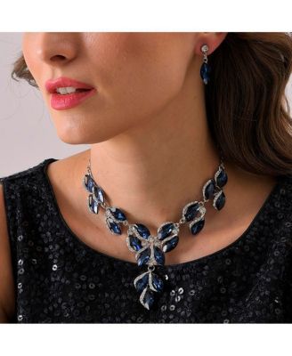 Women's Blue  Stone Drop Jewellery Set