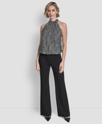 Women's Sleeveless Printed Voile Halter Top