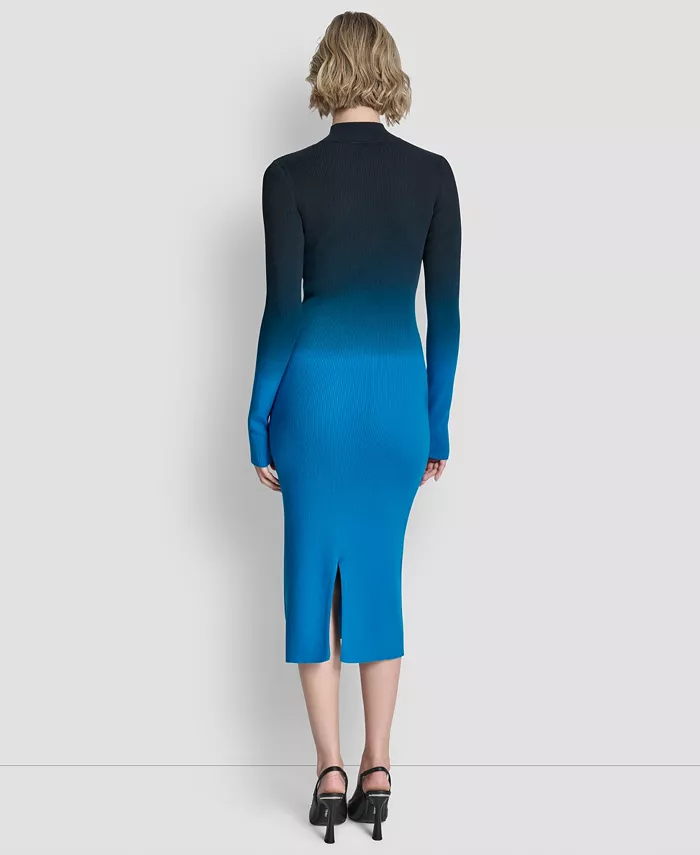 Women's Long-Sleeve Crewneck Dip Dye Sweater Dress - thumbnail 2
