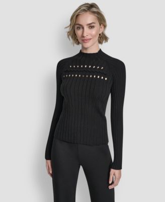 Women's Long-Sleeve Cord Detail Rib Sweater