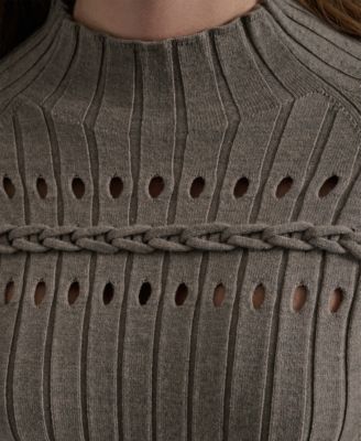 Women's Long-Sleeve Cord Detail Rib Sweater