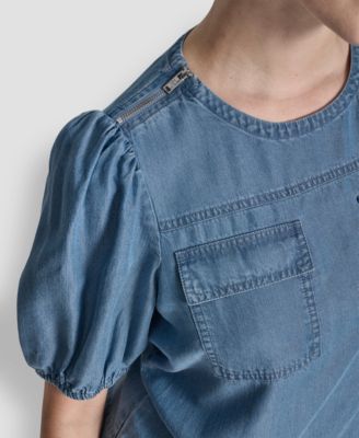 Women's Short-Sleeve Zip-Shoulder Top