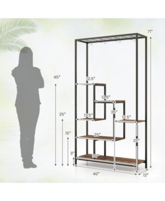 6-Tier Tall Metal Plant Stand 71-Inch Indoor Plant Shelf with 10 Hanging Hooks