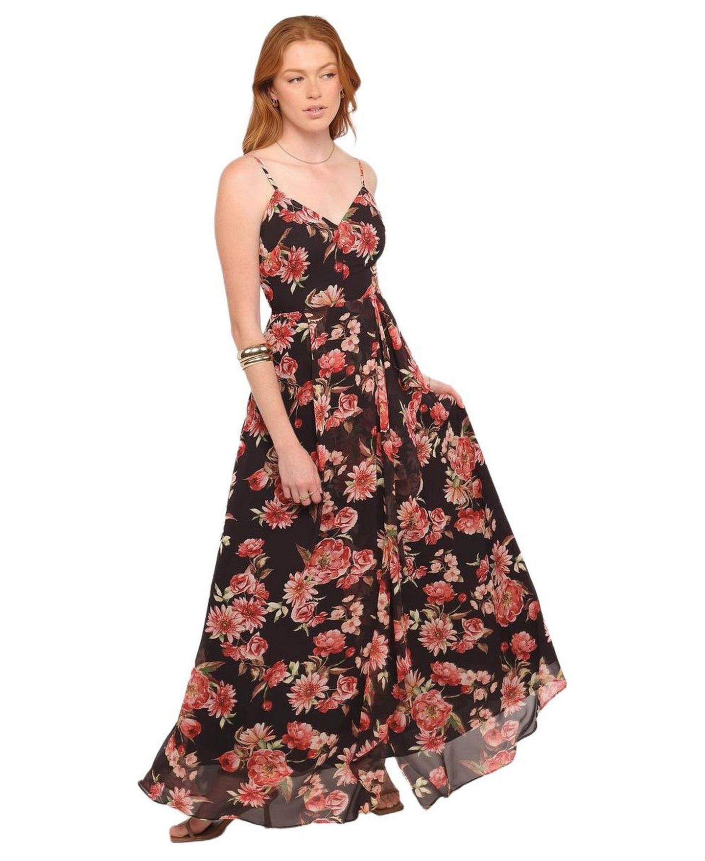 Женское платье Petal and Pup Naver Maxi, цвет: Чёрный с принтом — фото 1