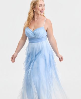 Trendy Plus Size Ombr&eacute; Spiral-Ruffled Gown