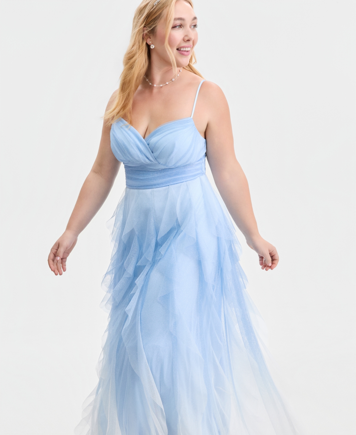 pear culture Trendy Plus Ombre Spiral-Ruffled Gown