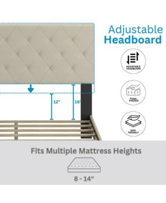 Chloe Linen Upholstered Platform Bed Frame with Adjustable Headboard - Boyd Sleep