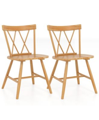 Costway Dining Chairs Farmhouse Kitchen Chair with Rubber Wood Frame