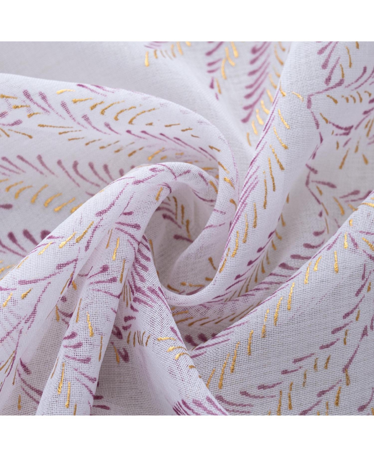 Rt Designers Collection Faye Grommet Metallic Sheer Printed Doily Curtain Panel 54" x Rose