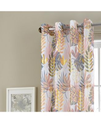 RT Designer Collection Fern Foil Printed Doily Luxurious Decorative Grommet Curtain Panel 54" x 90" Peach