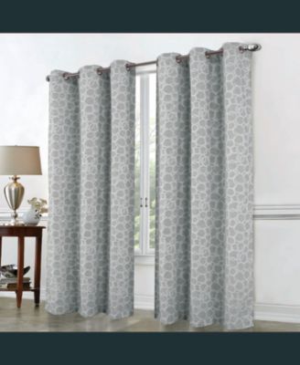 RT Designer Collection Jasper Lurex Jacquard 2 Pack Grommet Curtain Panel 36" x 84" Silver