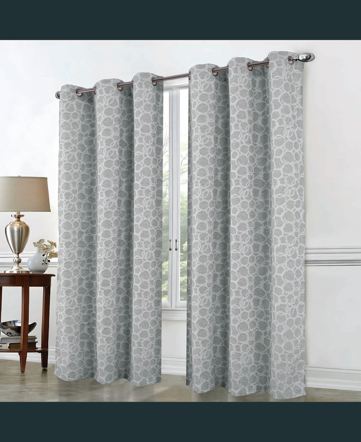 Rt Designer Collection Jasper Lurex Jacquard 2 Pack Grommet Curtain Panel 36" x 84" Silver