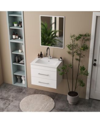 24" White Gloss Wall-Mount Vanity: Soft-Close