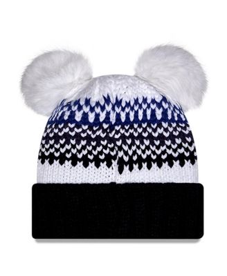 Women's Navy West Virginia Mountaineers Double Pom Print Cuffed Knit Hat