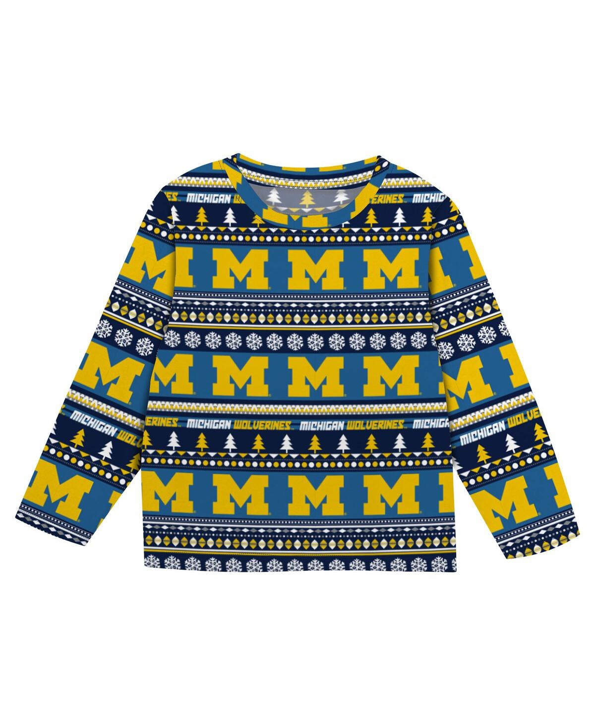 Outerstuff Toddler 2-piece Navy Michigan Wolverines Ugly Sweater And Pajama Set In Blue