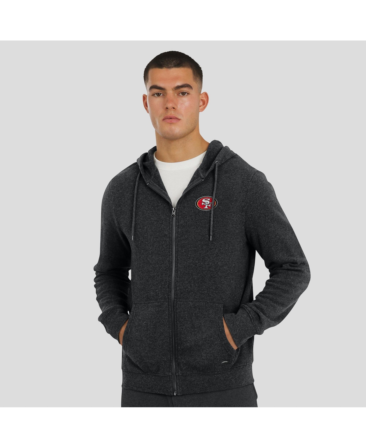 J. Palmer Men's Dark Heather Gray San Francisco 49ers Players Lounge Tri-Blend Full-Zip Hoodie
