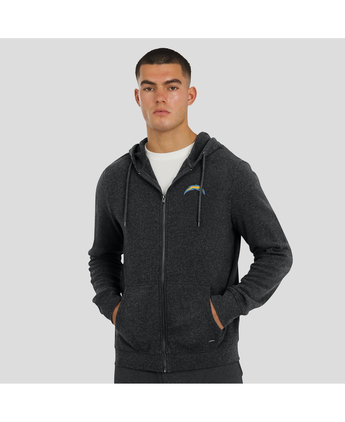 J. Palmer Men's Dark Heather Gray Los Angeles Chargers Players Lounge Tri-Blend Full-Zip Hoodie