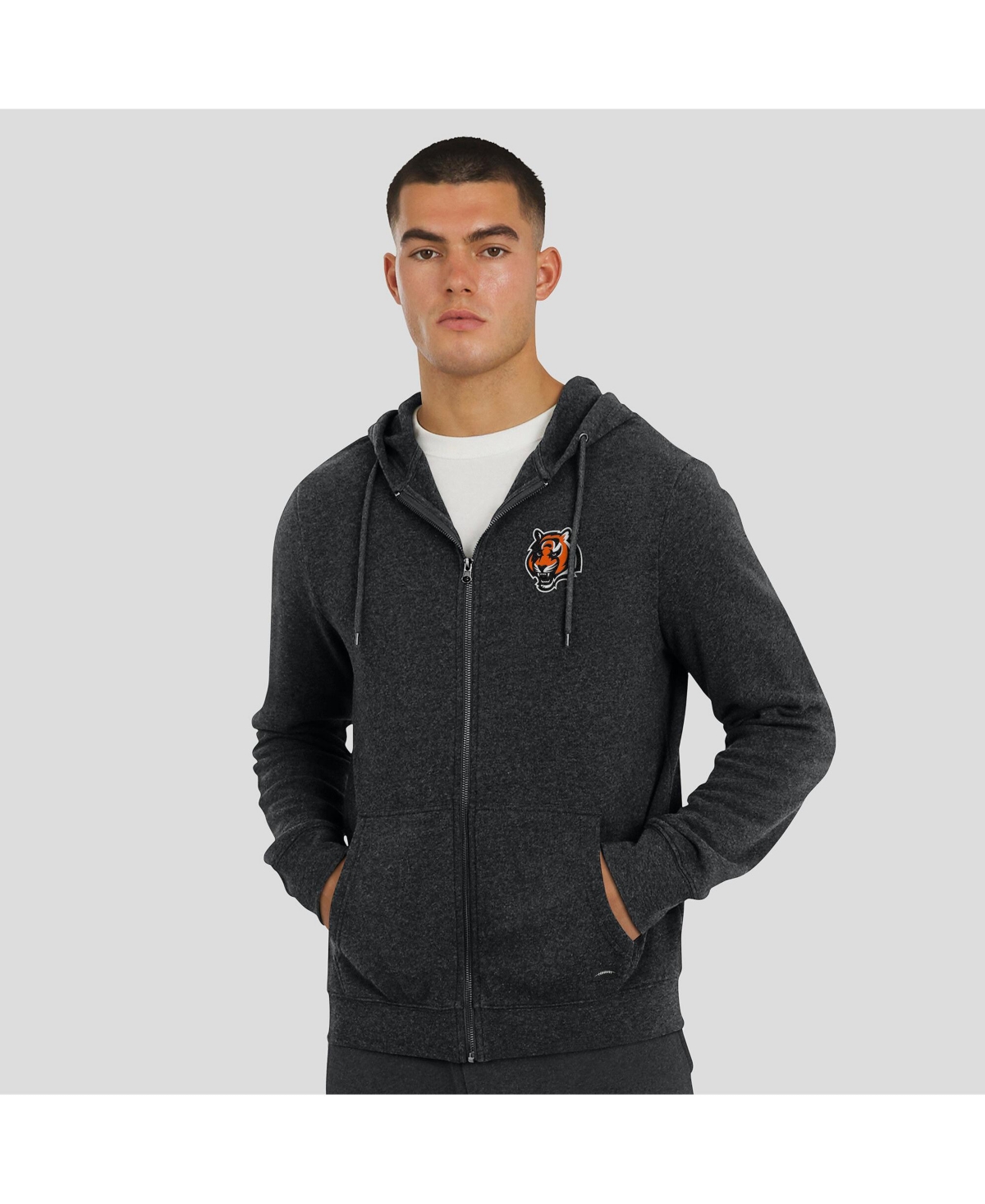 J. Palmer Men's Dark Heather Gray Cincinnati Bengals Players Lounge Tri-blend Full-zip Hoodie In Black
