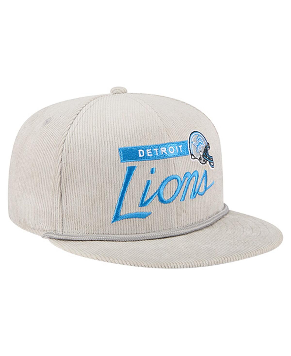 New Era Men's Gray Detroit Lions Cord Rope Corduroy 9FIFTY Snapback Hat
