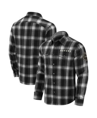 Fanatics - Men's Black Houston Texans Flannel Plaid Full-Snap Shirt