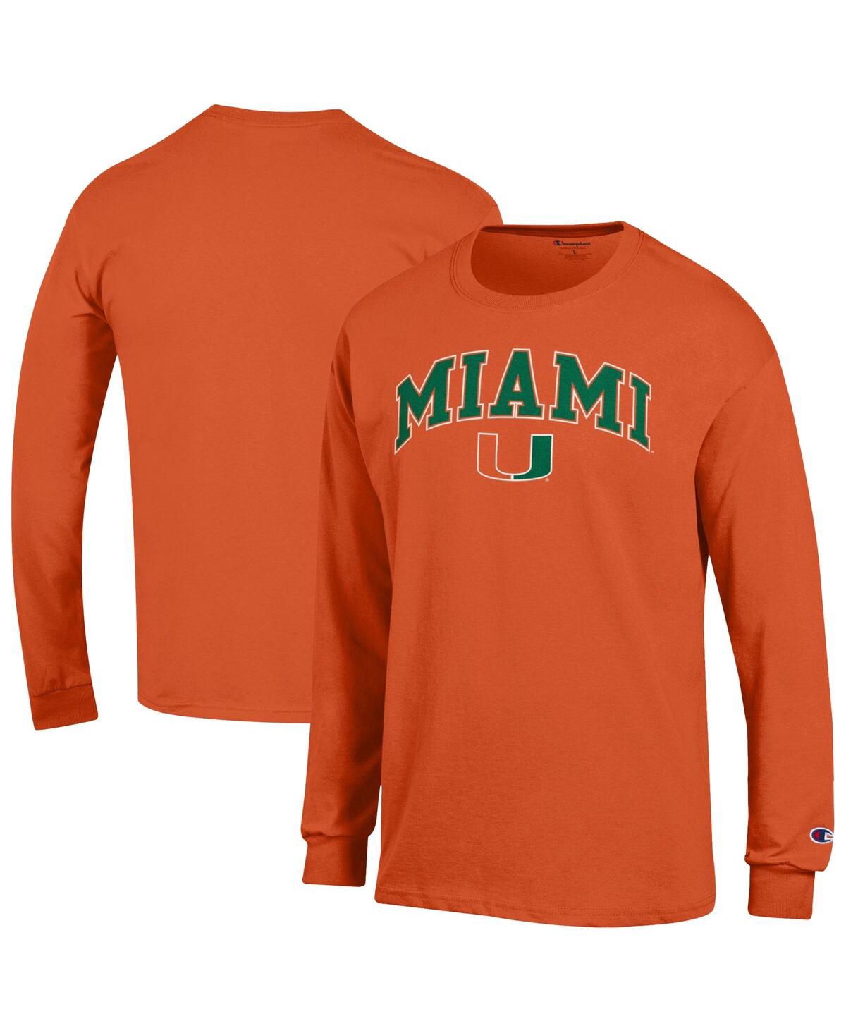 Champion Men's Orange Miami Hurricanes Arch Over Logo Long Sleeve T-Shirt