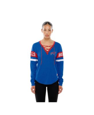 Women's Royal Buffalo Bills Throwback Lace-Up Long-Sleeve T-Shirt