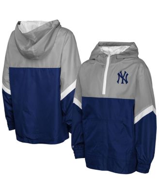 Mitchell & Ness - Men's Navy/Gray New York Yankees Lightweight Anorak Half-Zip Hoodie