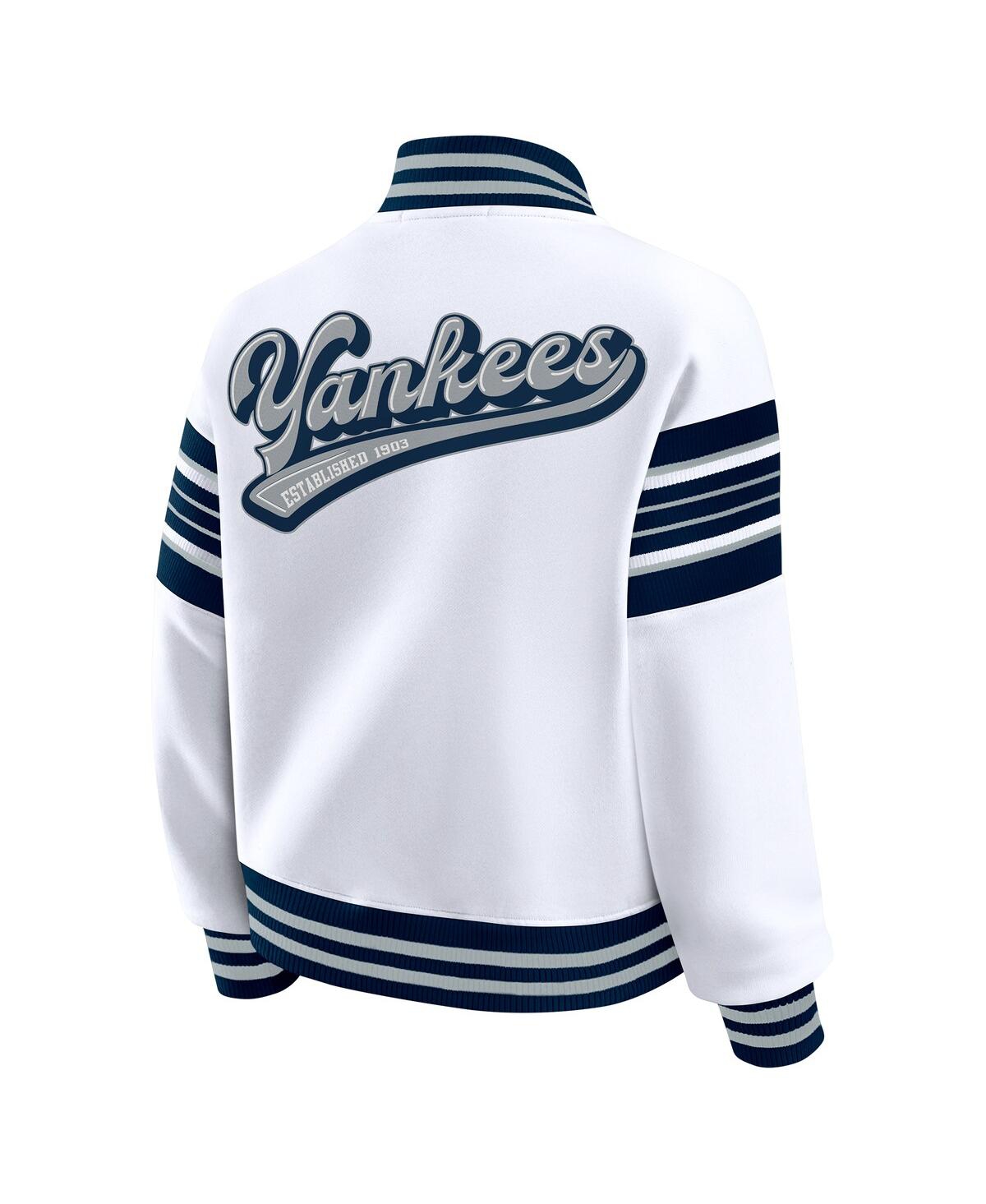 Wear By Erin Andrews Women's White New York Yankees Full-snap Fleece Sweatshirt Jacket In White