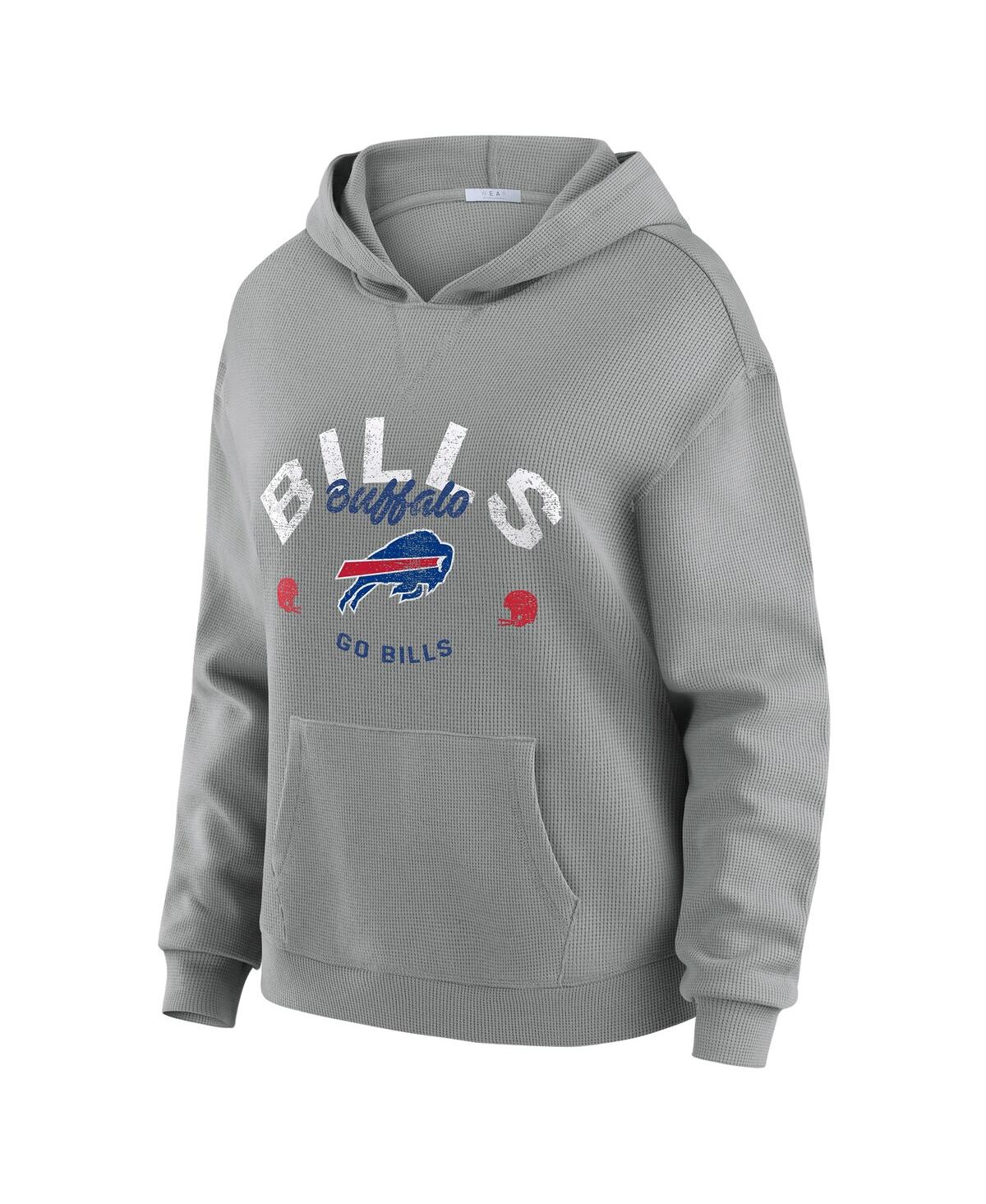 Wear By Erin Andrews Women's 2-piece Gray Buffalo Bills Waffle-knit Long Sleeve Hooded Shirt And Pants Lounge Set