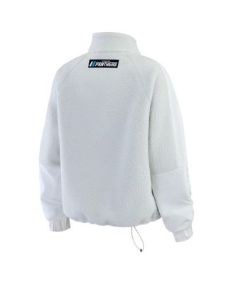 Women's White Carolina Panthers Polar Fleece Half-Zip Jacket
