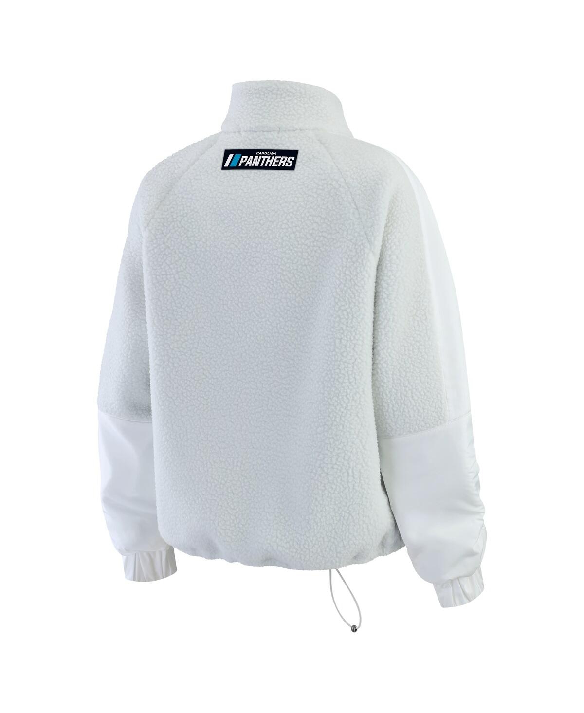 Wear By Erin Andrews Women's White Carolina Panthers Polar Fleece Half-zip Jacket In White