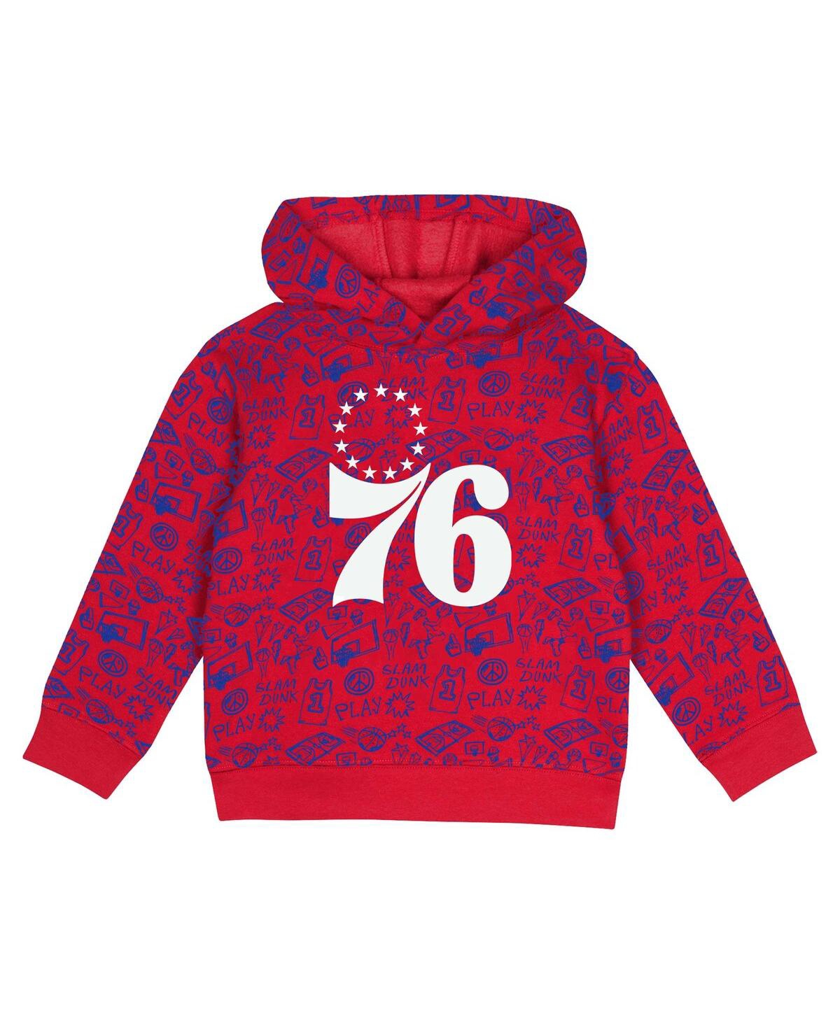 Outerstuff Toddler 2-piece Red Philadelphia 76ers Give And Go Pullover Hoodie And Sweatpants Set In Red
