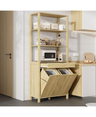 Bathroom Cabinet with Flip Storage and 3-Shelves and Drawer