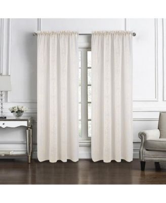 Andrea Emb Metallic Doily Rod Pocket Room Darkening Curtain Panels for Bedroom 54" x 95" Gold