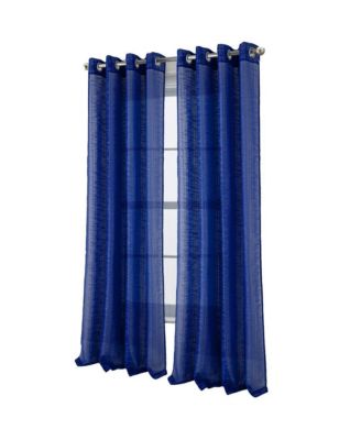 Dexter Linen Texture Grommet Sheer Light Filtering Window Curtain Panel 54" x 90" Navy