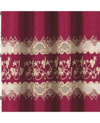 RT Designer Collection Alice Macrame Luxurious Decorative Rod Pocket Curtain Panel 54" x 84" Burg