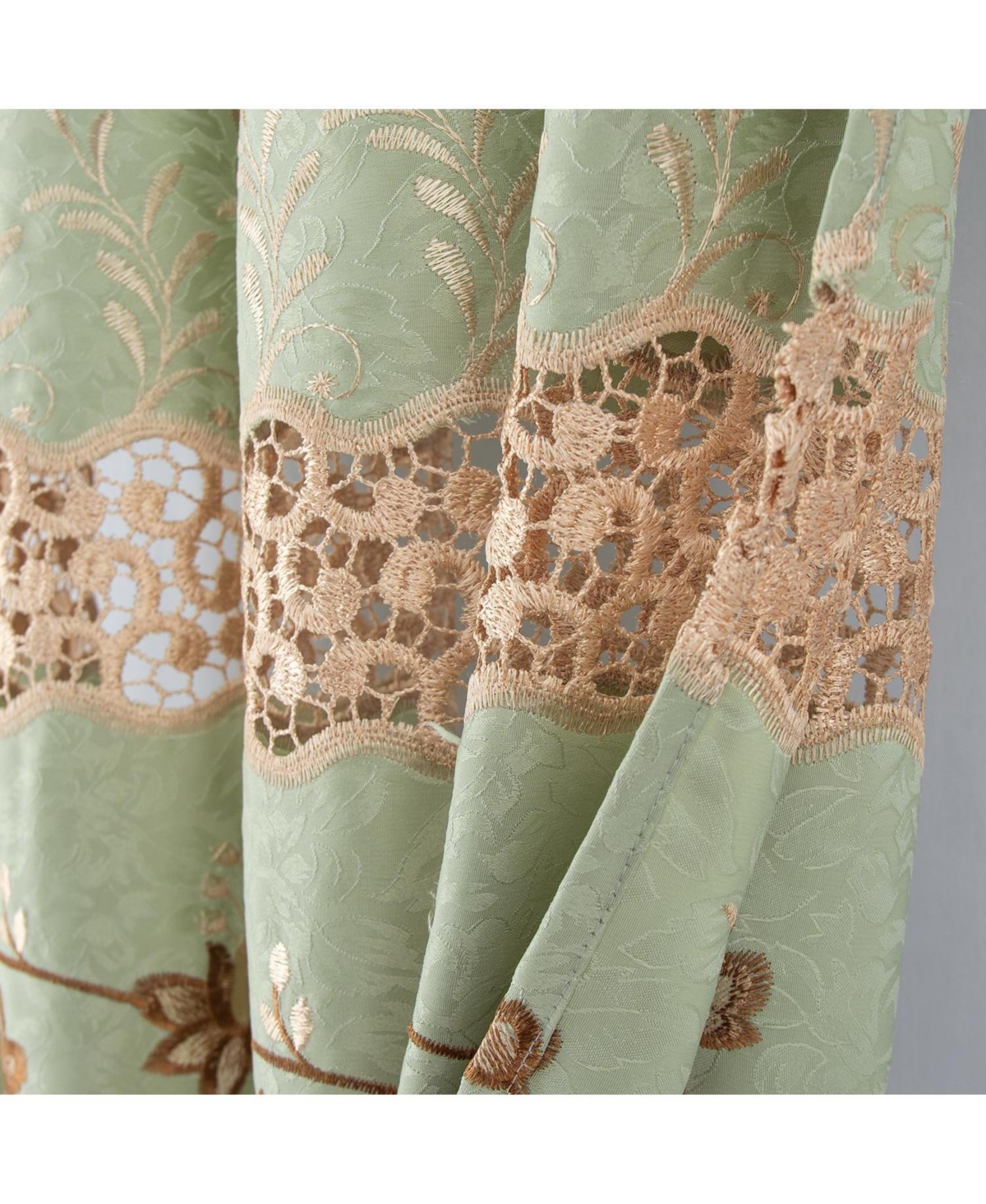 Rt Designer Collection Antonia Macrame Luxurious Decorative Rod Pocket Curtain Panel 54" x 84" Sage