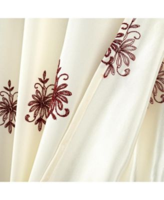 Donna Macrame Construction 3" Rod Pocket Curtain Panel 54" x 90" Beige/Burg