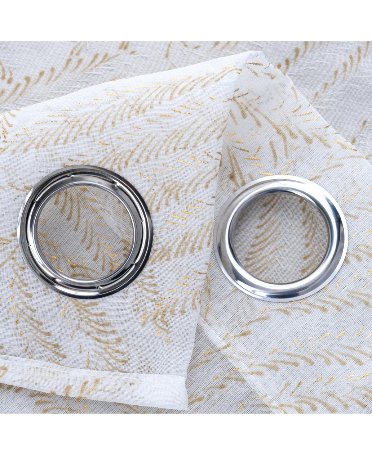 Rt Designers Collection Faye Grommet Metallic Sheer Printed Doily Curtain Panel 54" x 84" Taupe