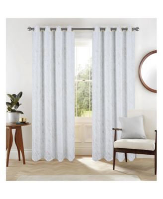 RT Designer Collection Heidi Halo Foil Blackout Luxurious Decorative Grommet Curtain Panel 54" x 90" White