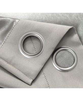 RT Designer Collection Anchorage 2 Pack Blackout Grommet Luxurious Modern Design Curtain Panel Pair 36" x 84" Silver