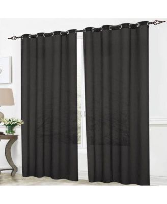 Cara One Sheer Grommet Light Filtering Curtain Panel 54" x 90" Black