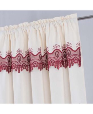 RT Designer Collection Betsy Macrame Rod Pocket Curtain Panel 52" x 84" Burgundy