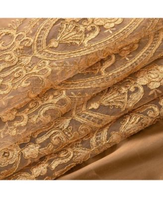 Daisy Embroidery Grommet Curtain Panel With Attached Valance 54" x 84" Gold/Gold