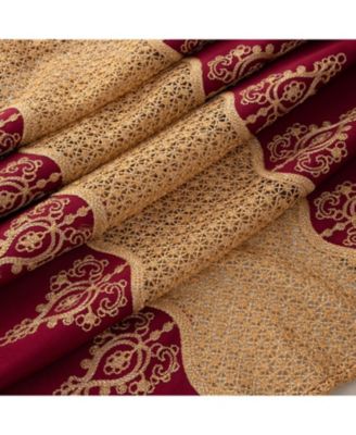 Debbie Macrame Construction 3" Rod Pocket Curtain Panel 54" x 90" Burg/Gold