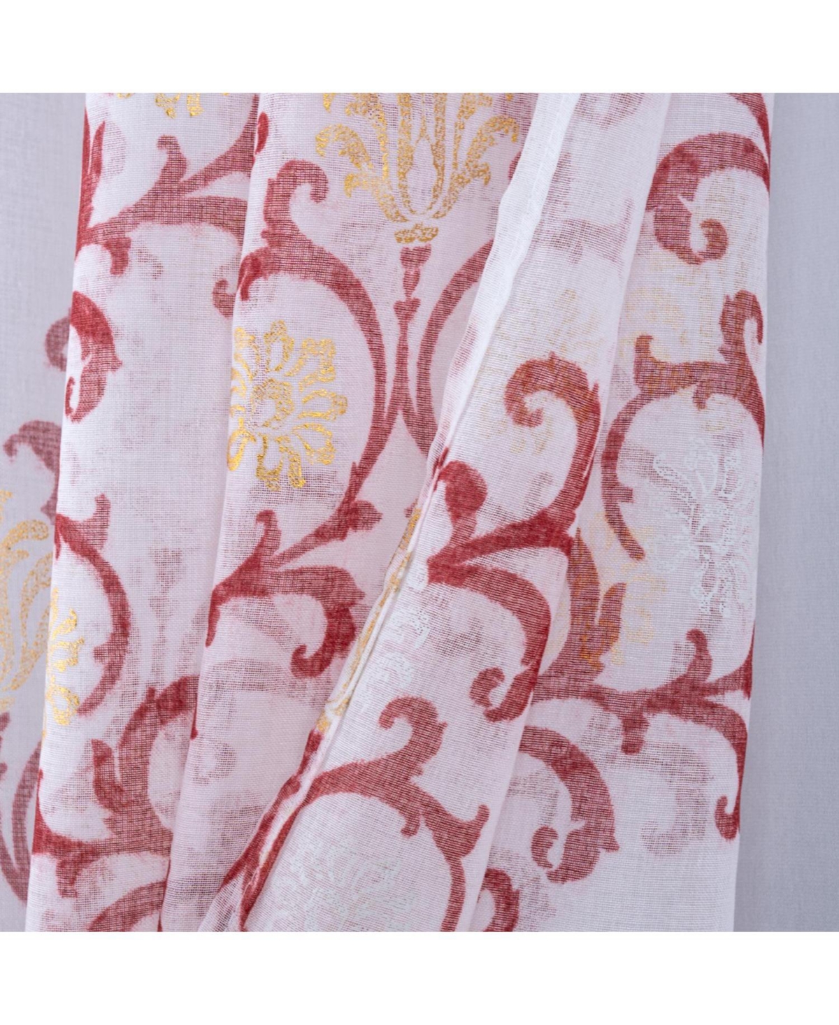 Rt Designers Collection Crown Grommet Sheer Metallic Printed Doily Curtain Panel